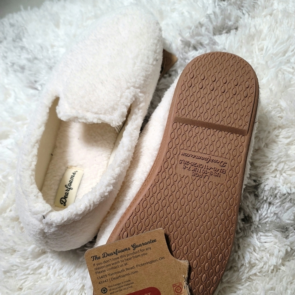NWT Dearfoams Indoor Outdoor Memory Foam Slippers Size 9 - 10